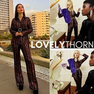 ZARA // ltd ed blogger favorite sequin suit button down top & straight leg pants